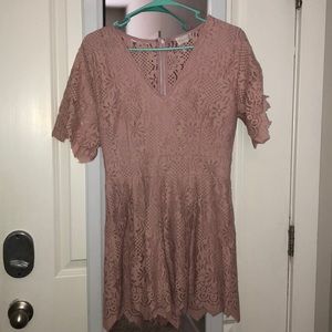 Pastel Pink Lace Romper